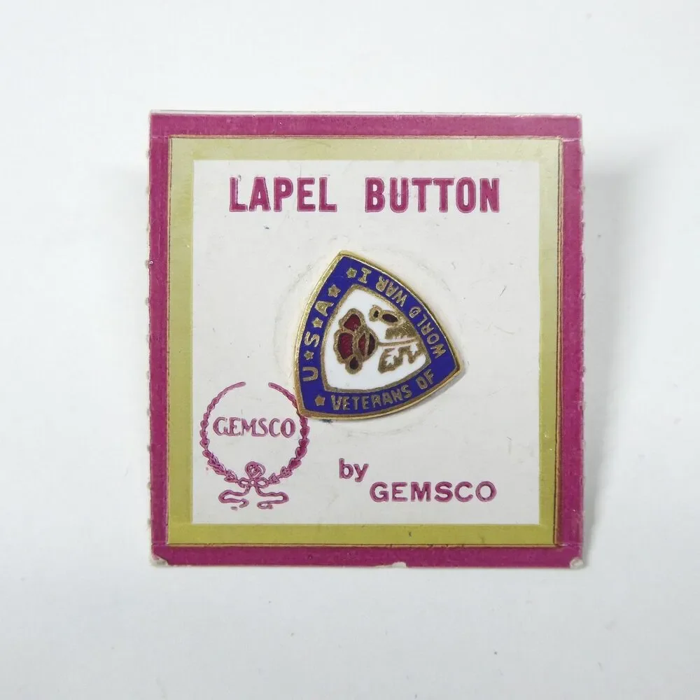 USA Veterans of World War I Enamel Lapel Pin Vintage Screwback Gemsco